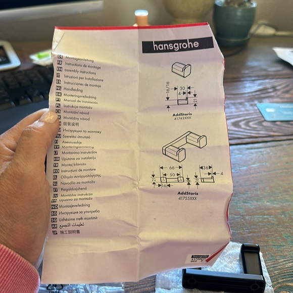 NWOT Matte Black Hansgrohe AddStoris Double Robe Hook - Picture 14 of 14